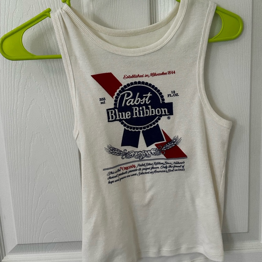 Pabst Blue Ribbon White Tank Top